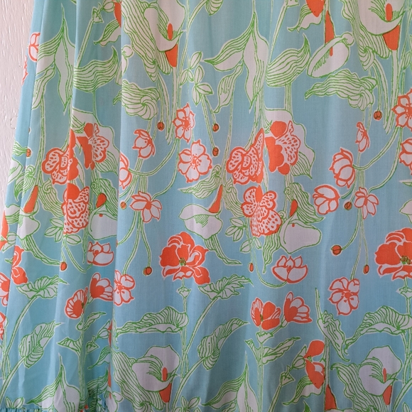 Vintage 60s The Lilly Lilly Pulitzer Floral  Eyelet Tiered Maxi Skirt SZ 8 - Picture 6 of 12